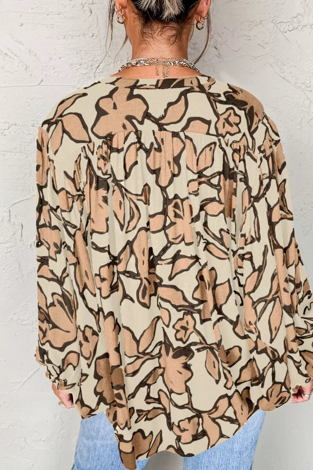 Floral Print Button-Down Long Sleeve Shirt