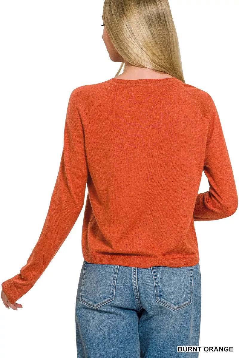 Zenana Lightweight Wool Blend Round Neck Sweater