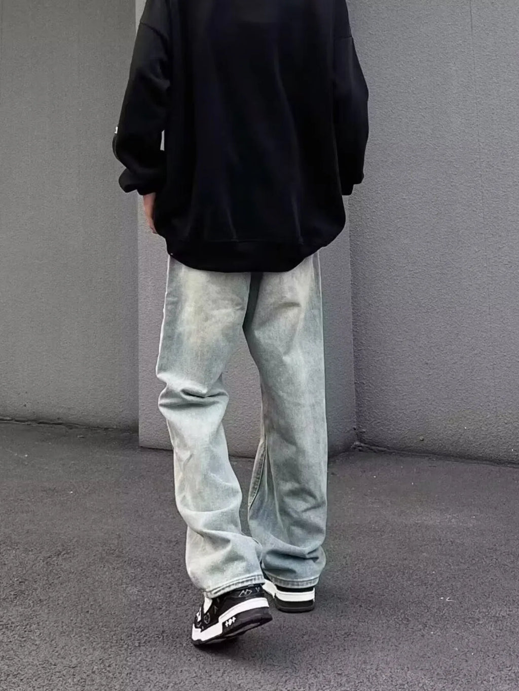 Men's Full Size Distressed Wide Leg Jeans Plus Size