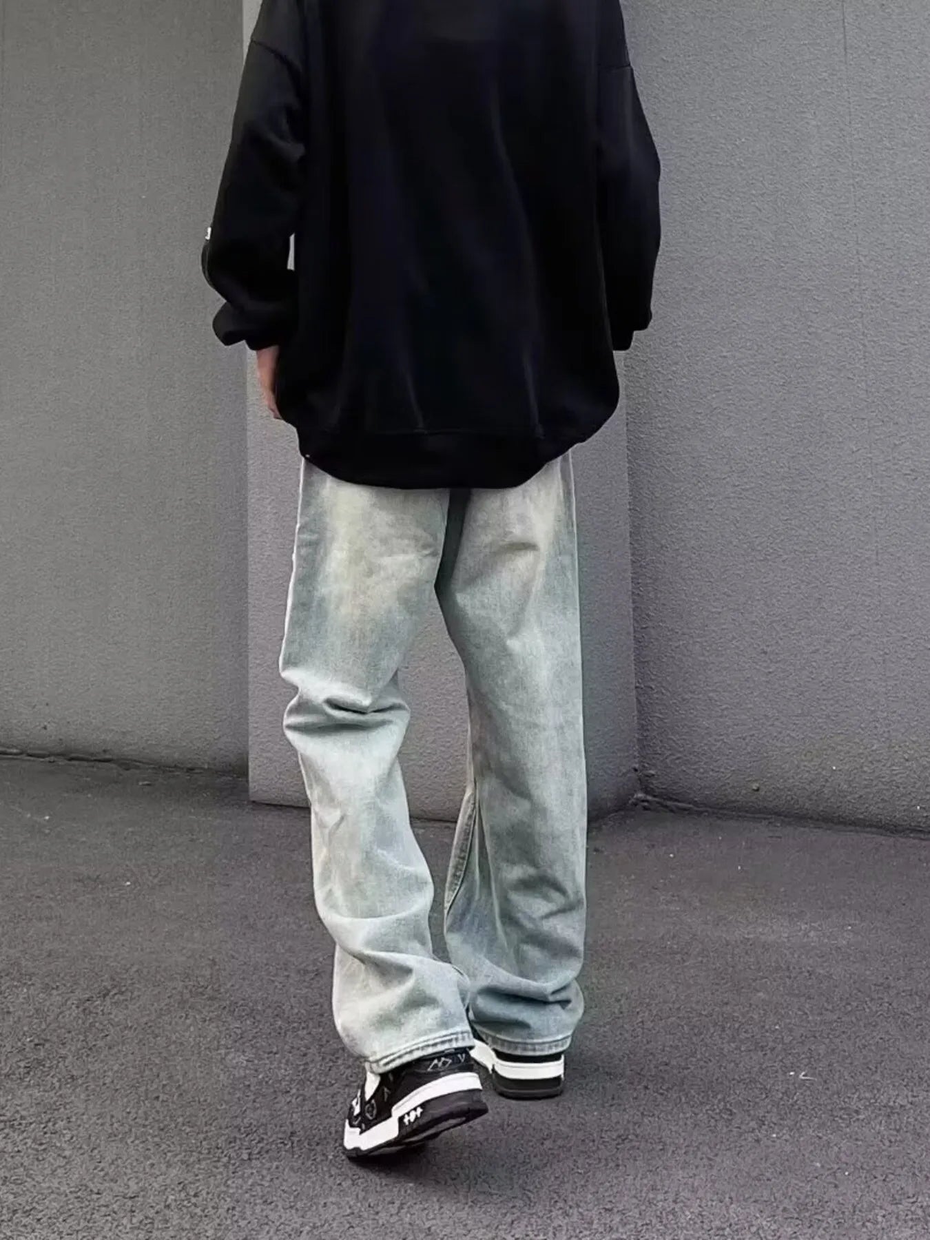 Men's Full Size Distressed Wide Leg Jeans Plus Size
