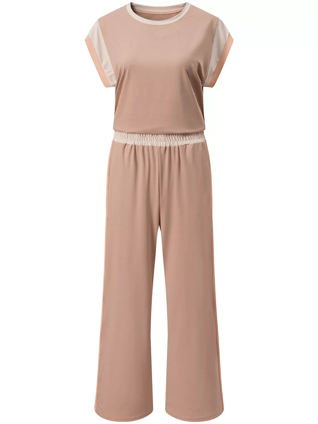 Color Block Detail Casual Two-piece Set