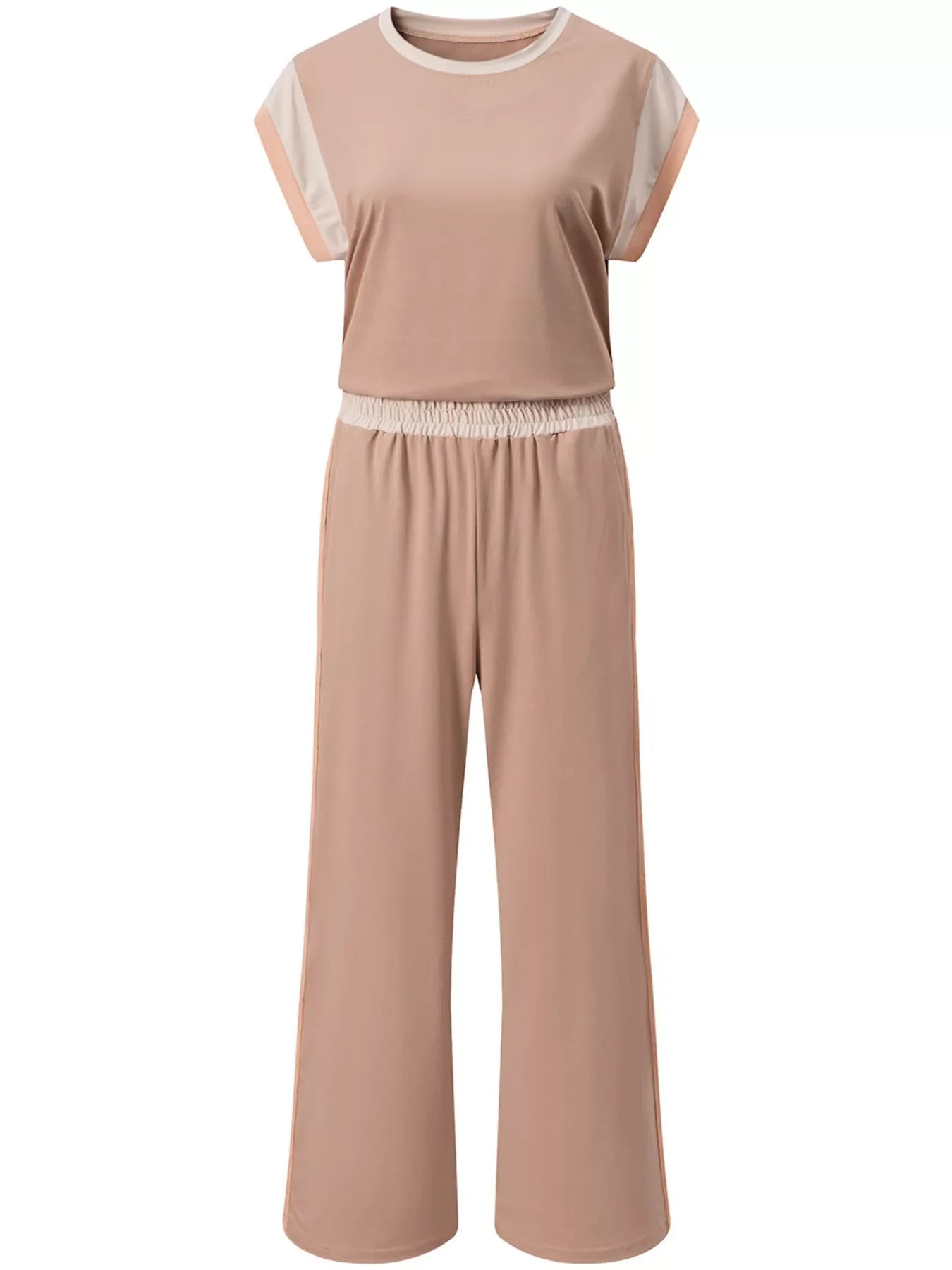 Color Block Detail Casual Two-piece Set