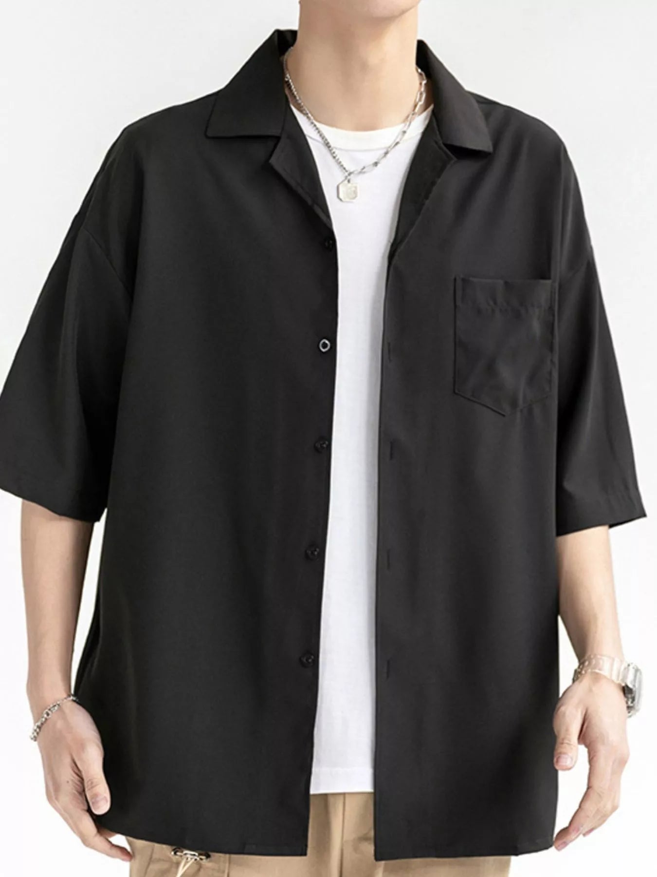 Men's Plus Size Button Up Half Sleeve Shirt