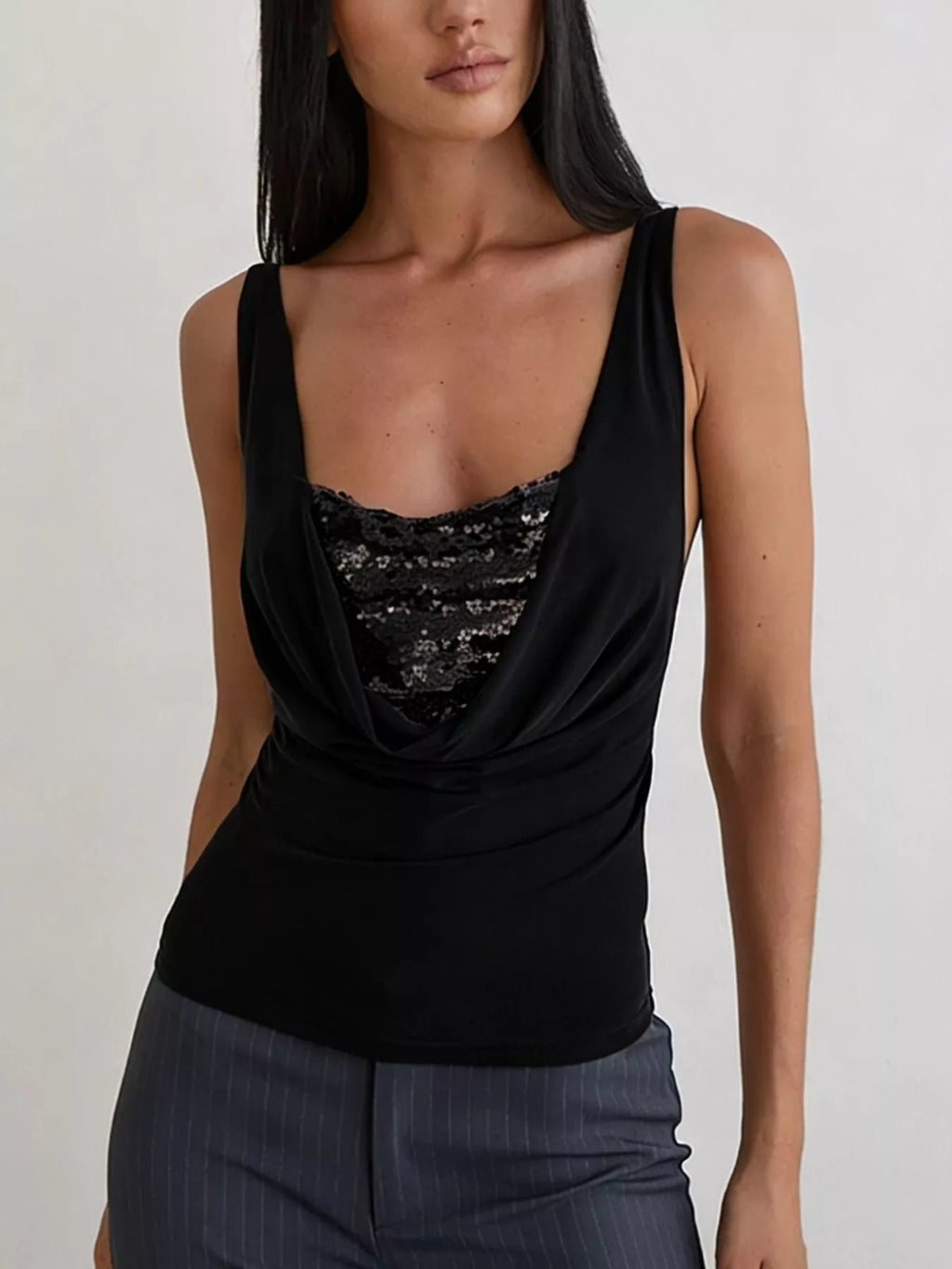 Sequin Detail Ruched Tank