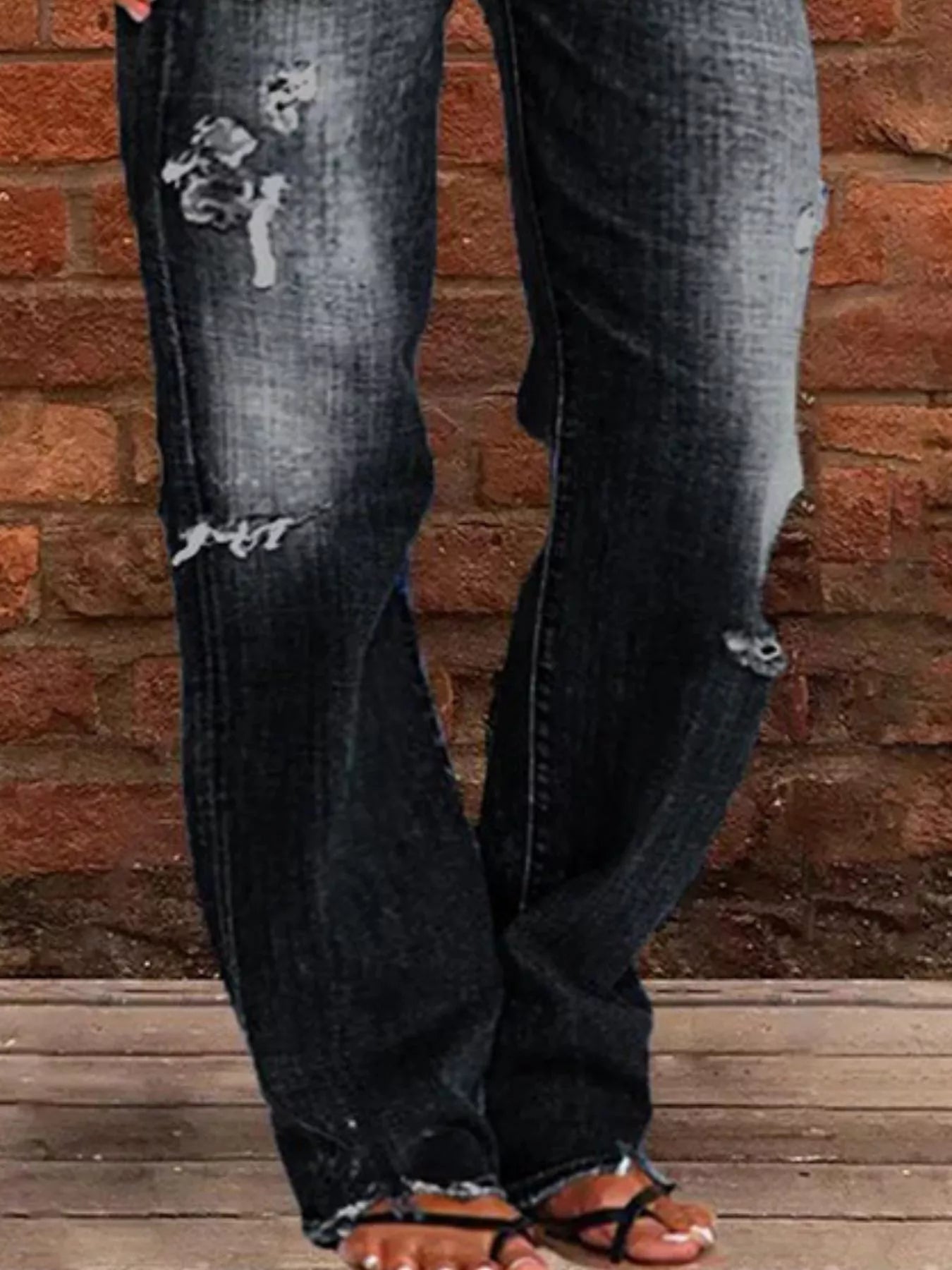 Full Size Distressed Raw Hem Jeans Plus Size