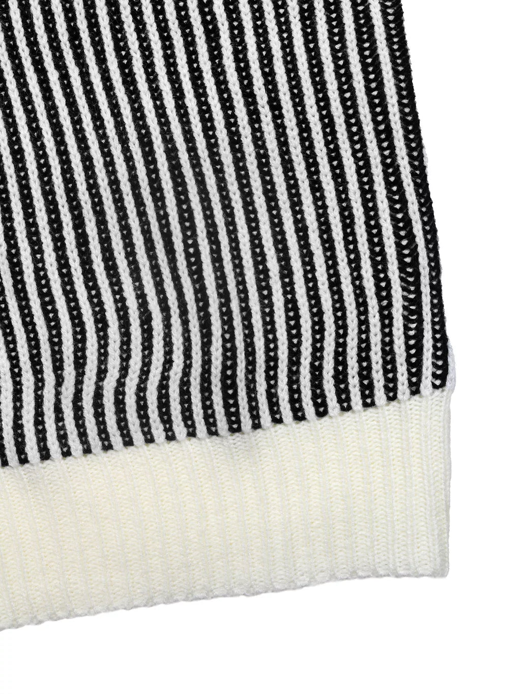 Striped Knit Sweater with Contrast Collar