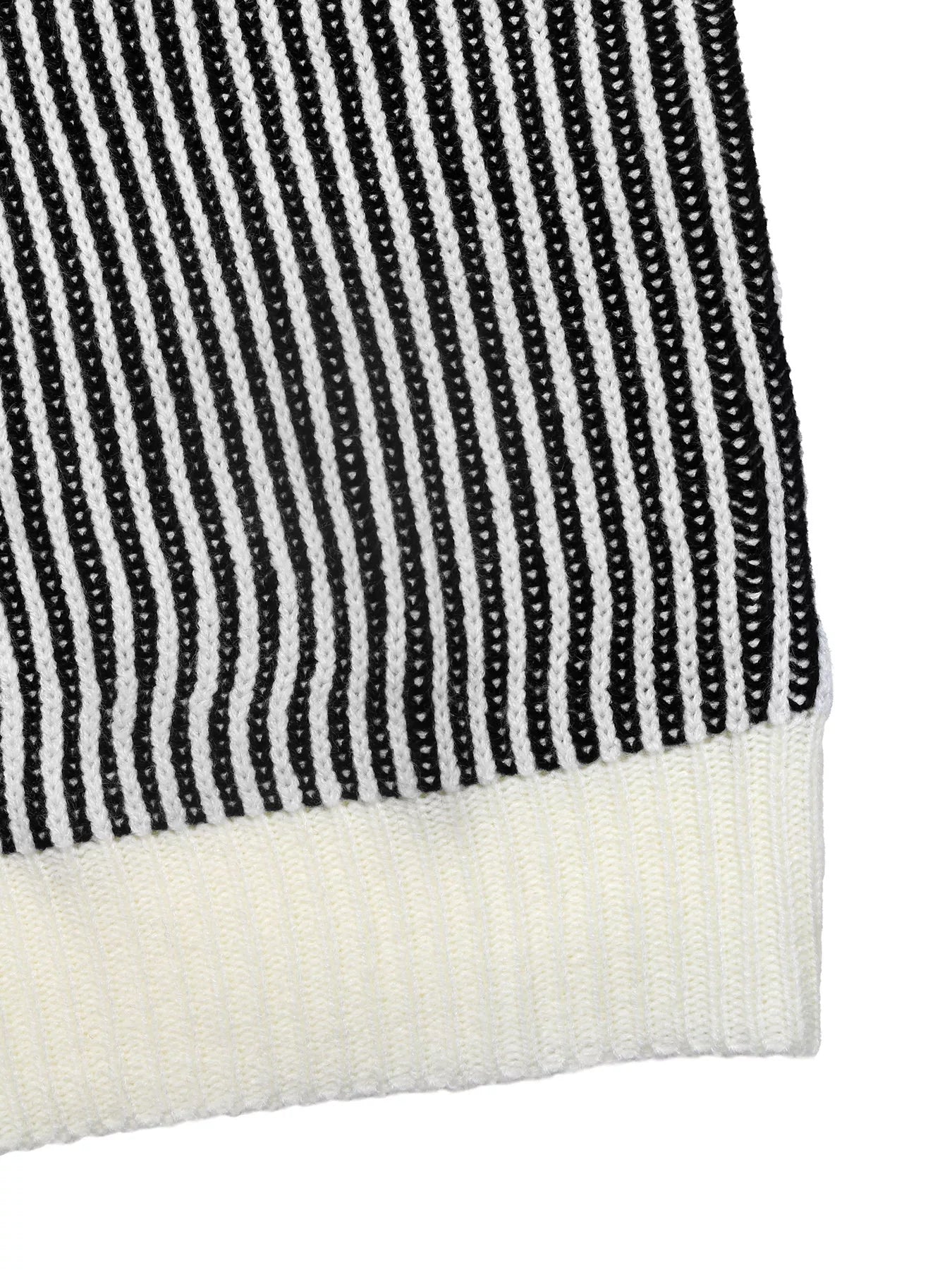 Striped Knit Sweater with Contrast Collar