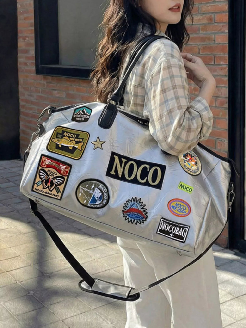 Patchwork Embellished Travel Bag