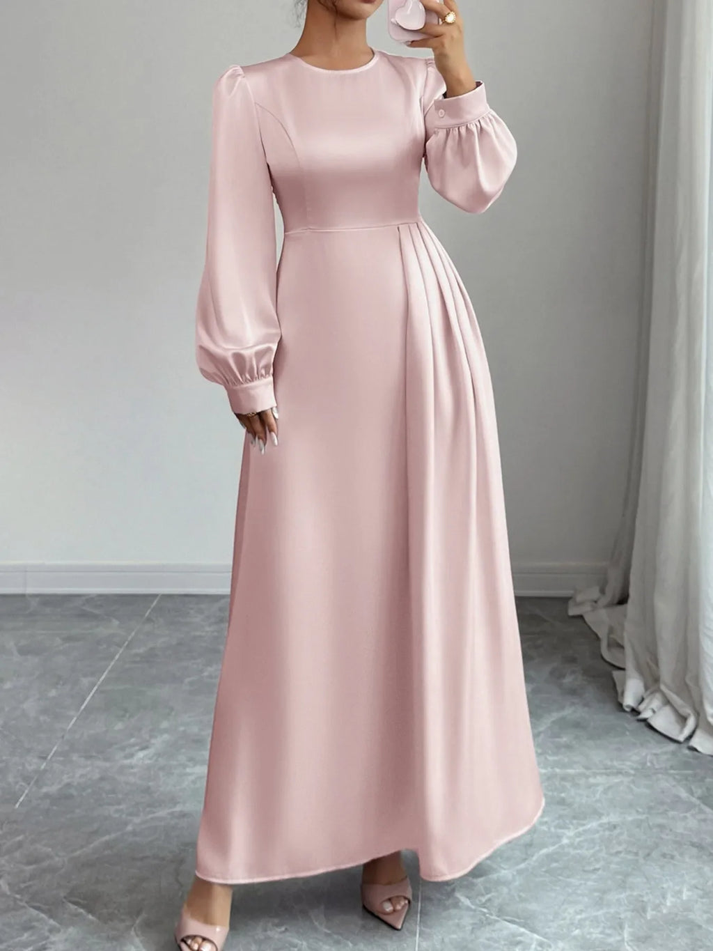 Satin Long Sleeve Maxi Dress
