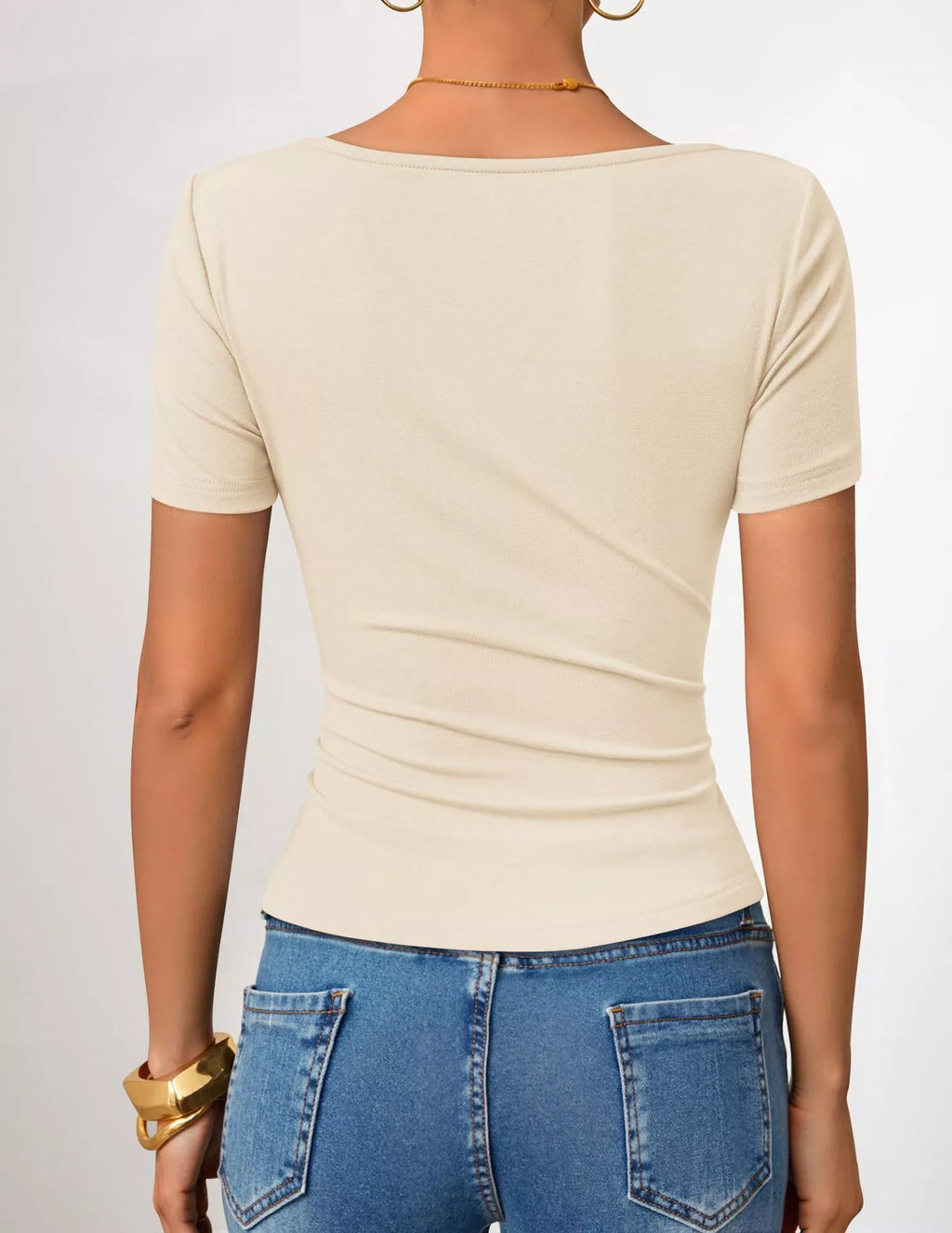 Asymmetrical Neckline Fitted T-Shirt