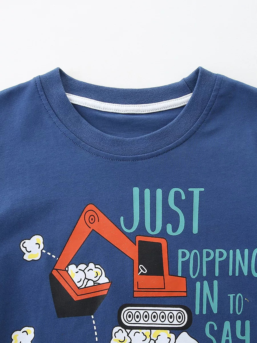 Children's Graphic Round Neck Tee and Shorts Set