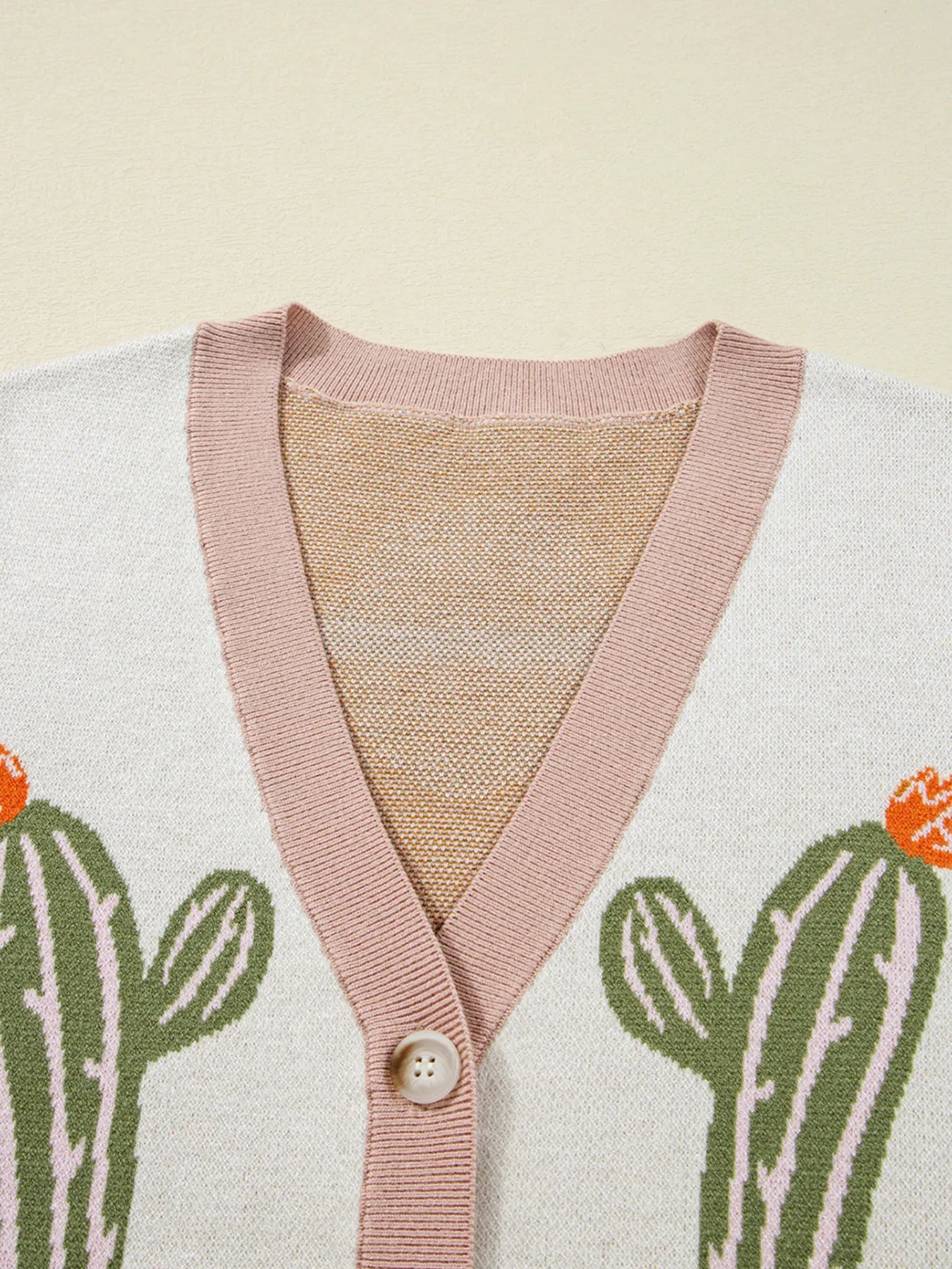 Desert Cactus Buttoned Front Sweater Cardigan