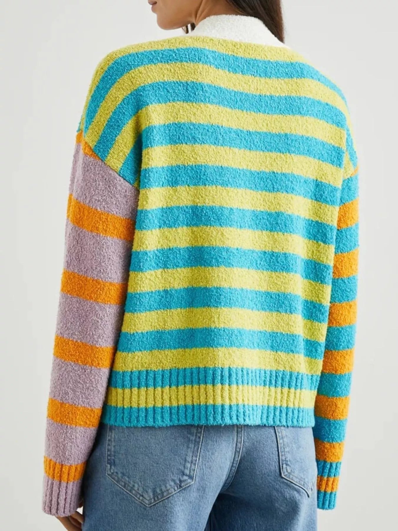 Striped Knit Button-Down Cardigan