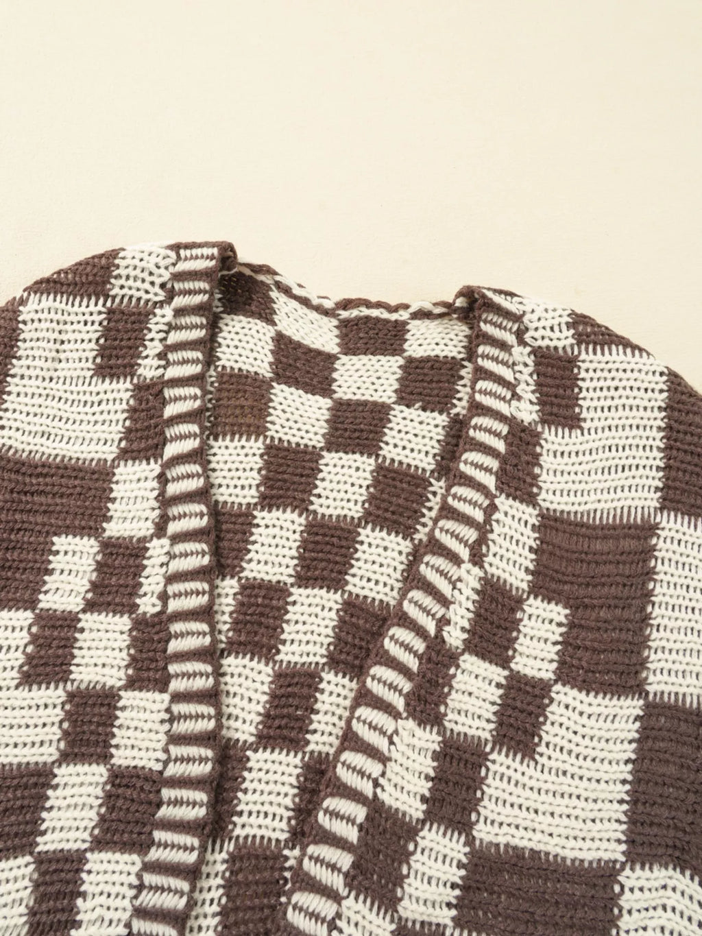 Checkerboard Pattern Sweater Cardigan