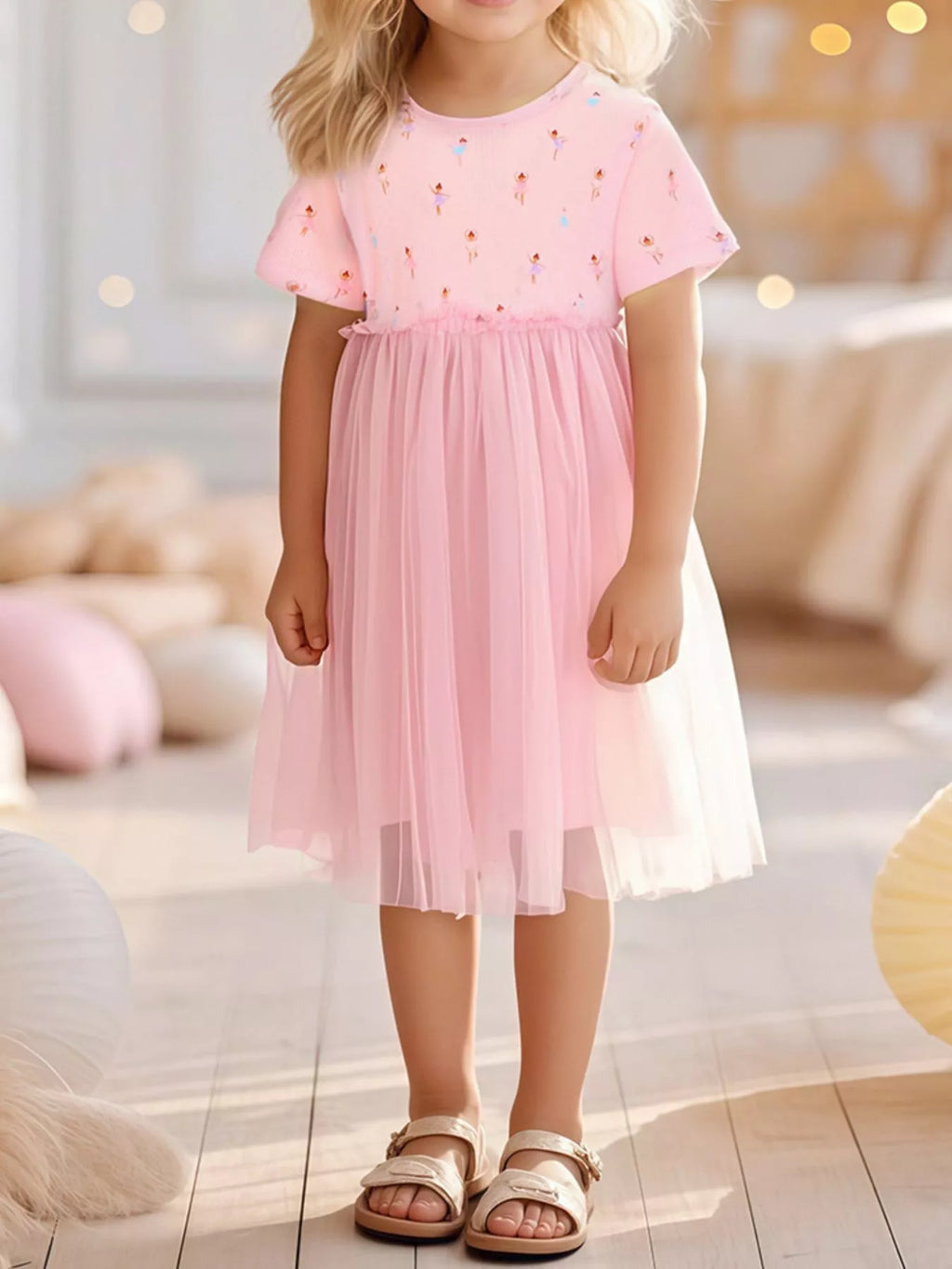 Children's Short Sleeve Tulle Dress