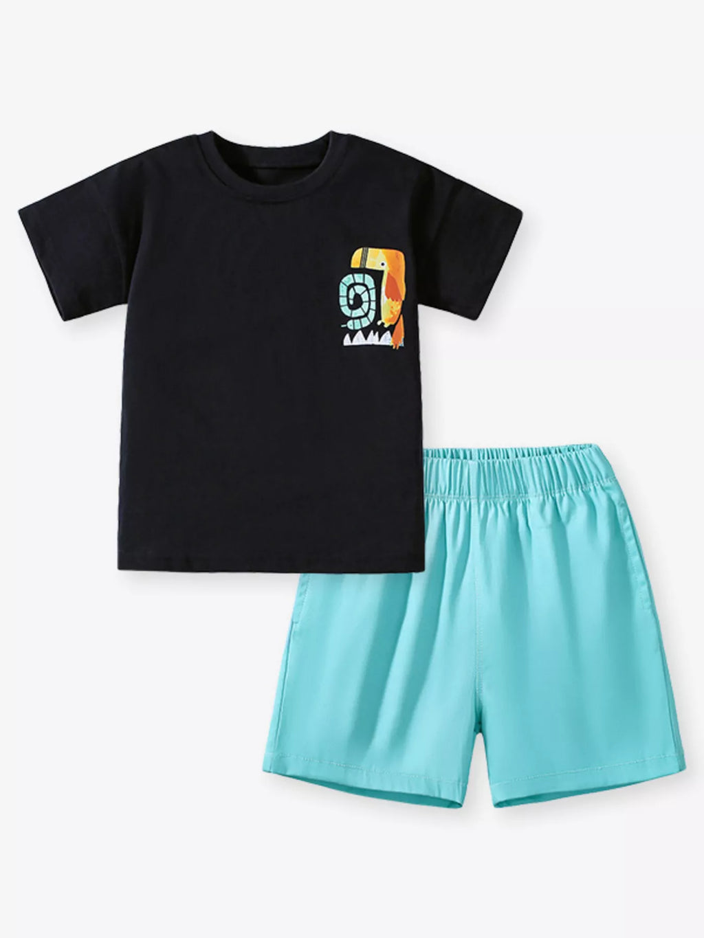 Children's Cartoon Graphic Tee and Shorts Set