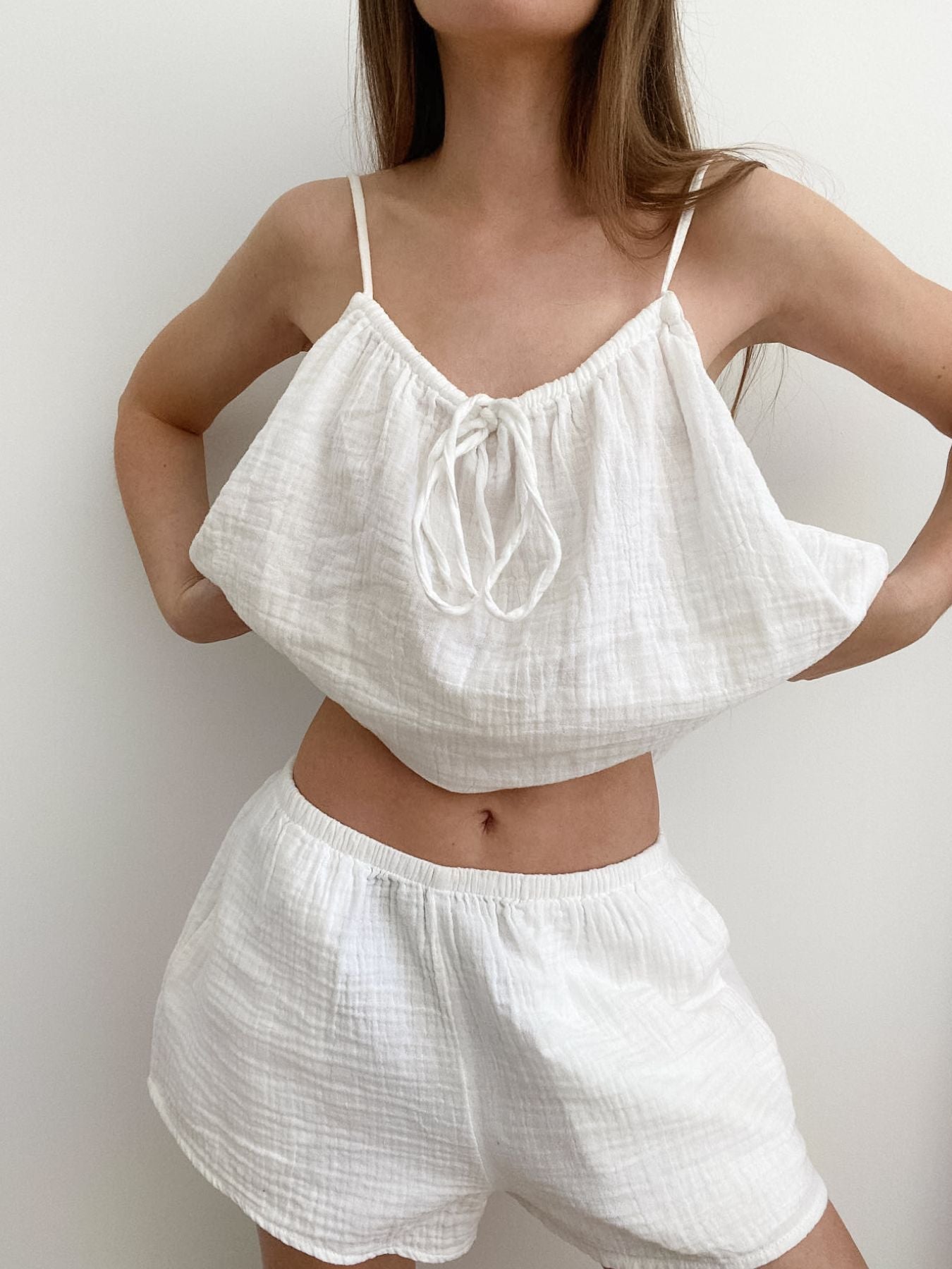 Tie Front Relaxed Fit Cami and Shorts Set