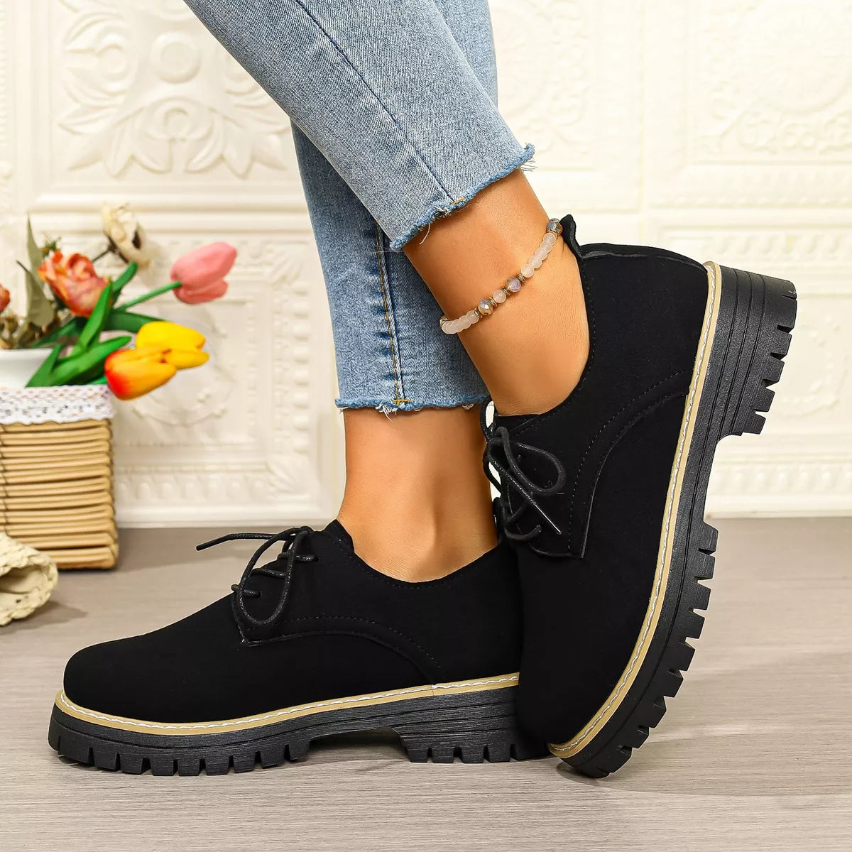Lace-Up Platform Loafers