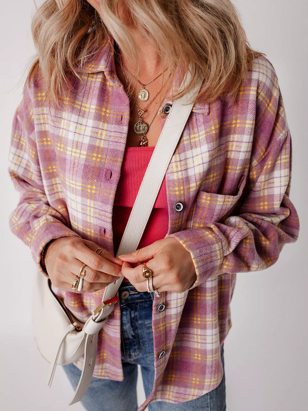 Casual Plaid Button-Down Shacket