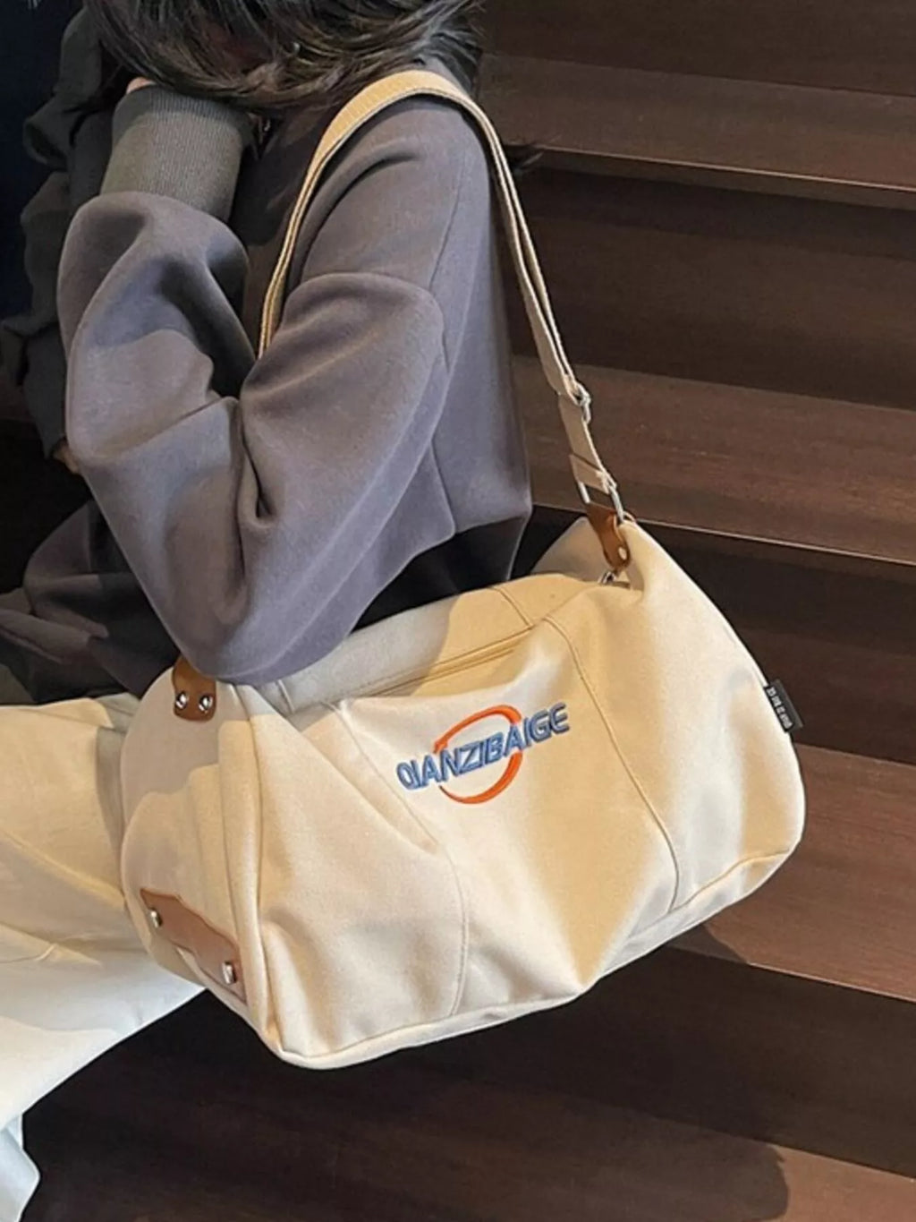 Canvas Duffel Bag with Adjustable Shoulder Strap