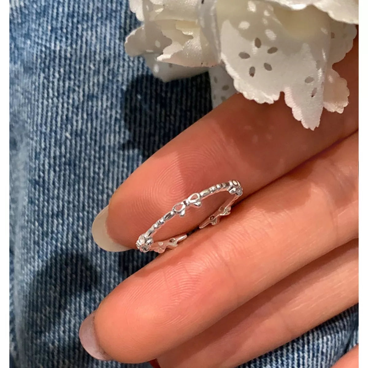 925 Sterling Silver Bow Open Ring
