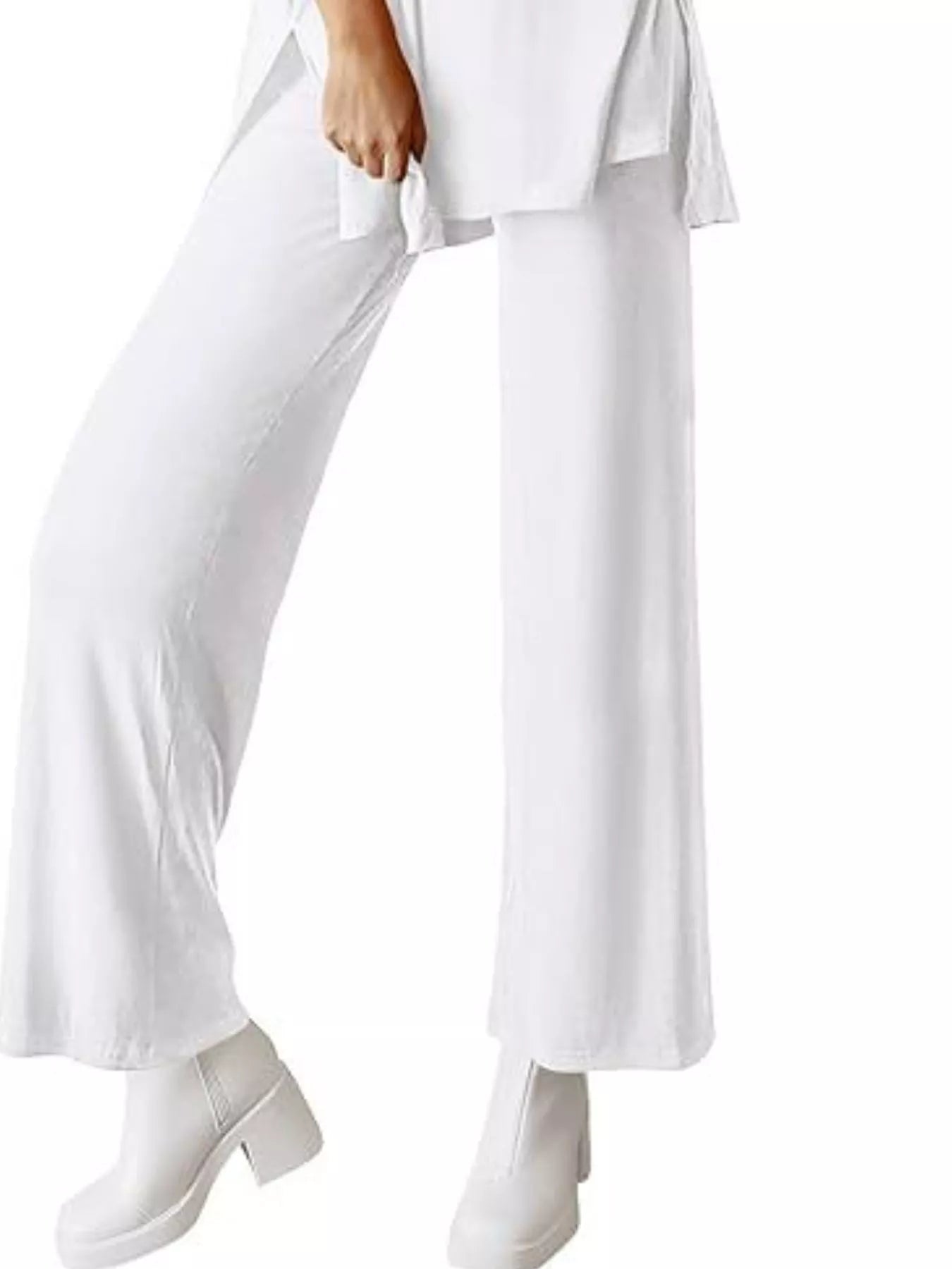 Relaxed Fit Round Neck Top and Pants Two-Piece Set
