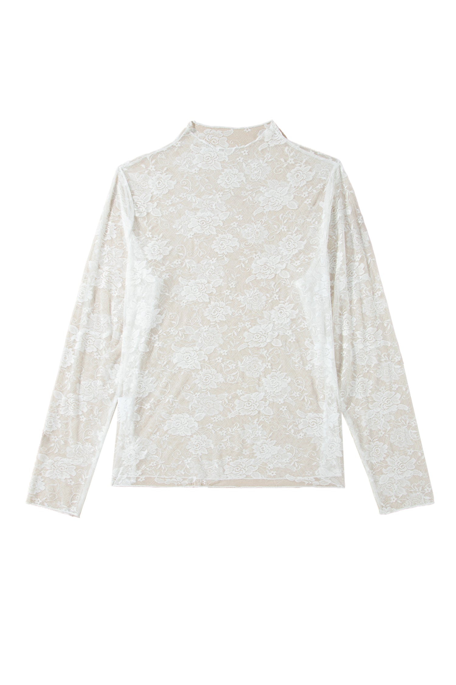 Plus Size Floral Mesh Long Sleeve Top