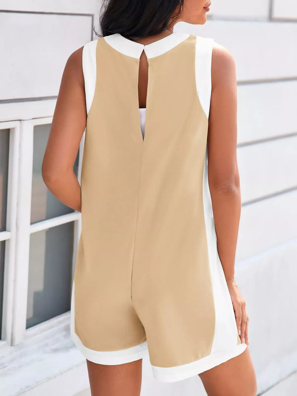 Contrast Trim Sleeveless Romper