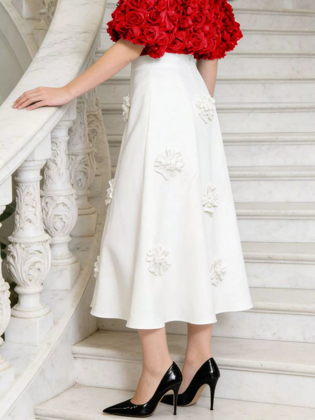 Floral Embellished Midi Skirt