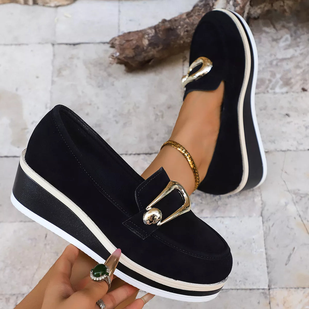 Round Toe Wedge Loafers