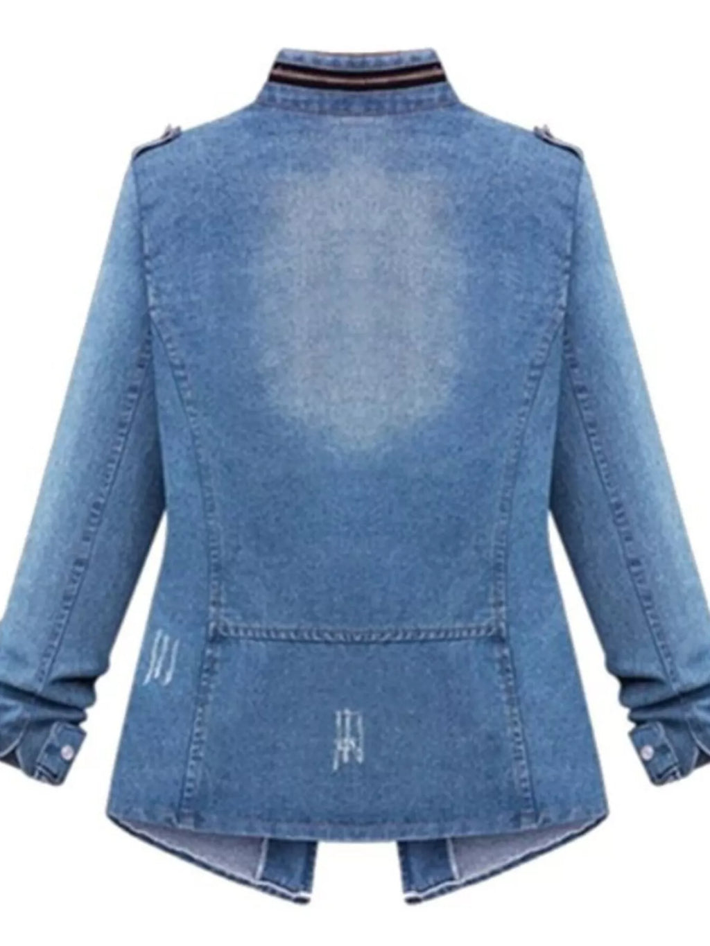 Full Size Chest Pocket Zip Up Denim Jacket Plus Size