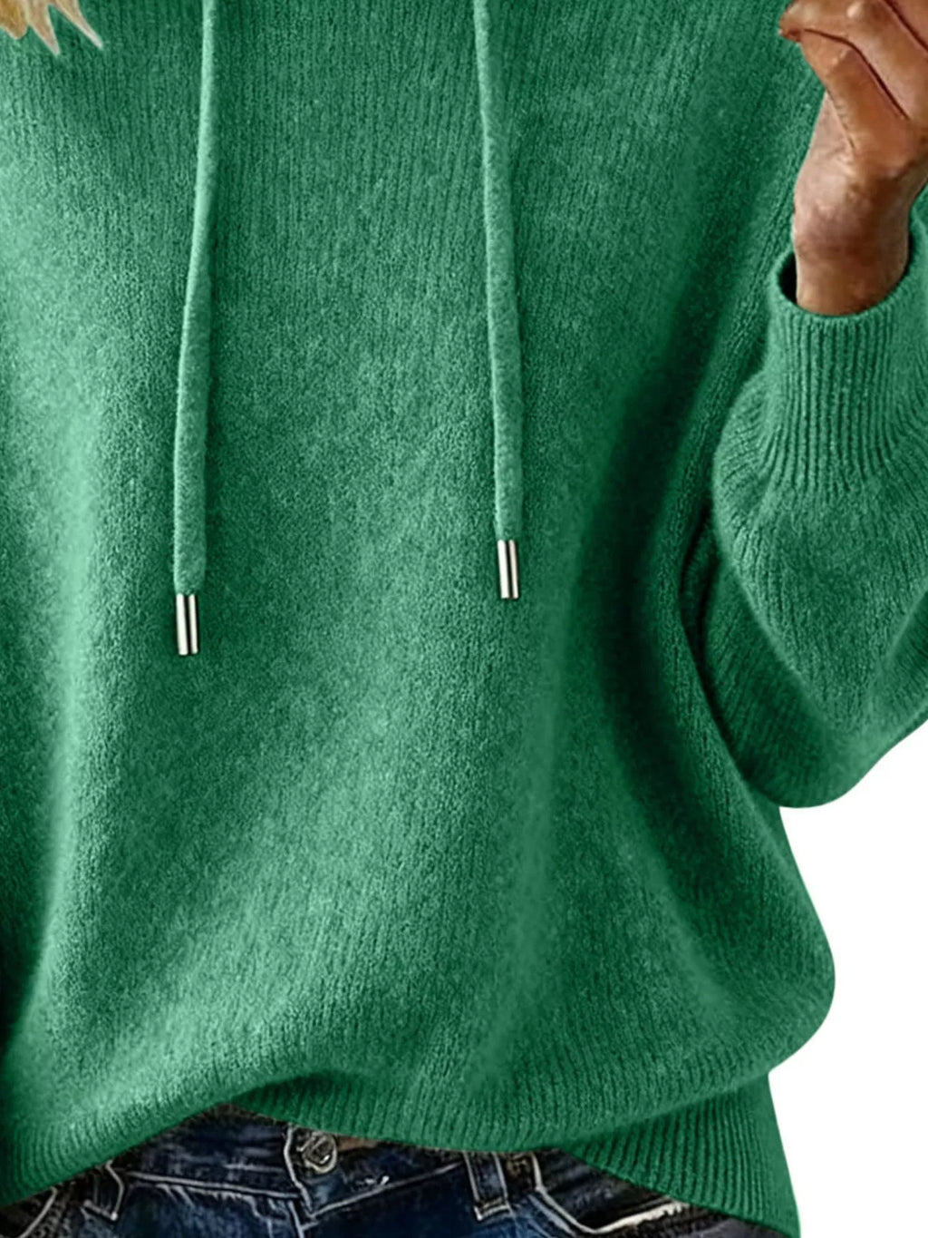 Drawstring Long Sleeve Hooded Sweater
