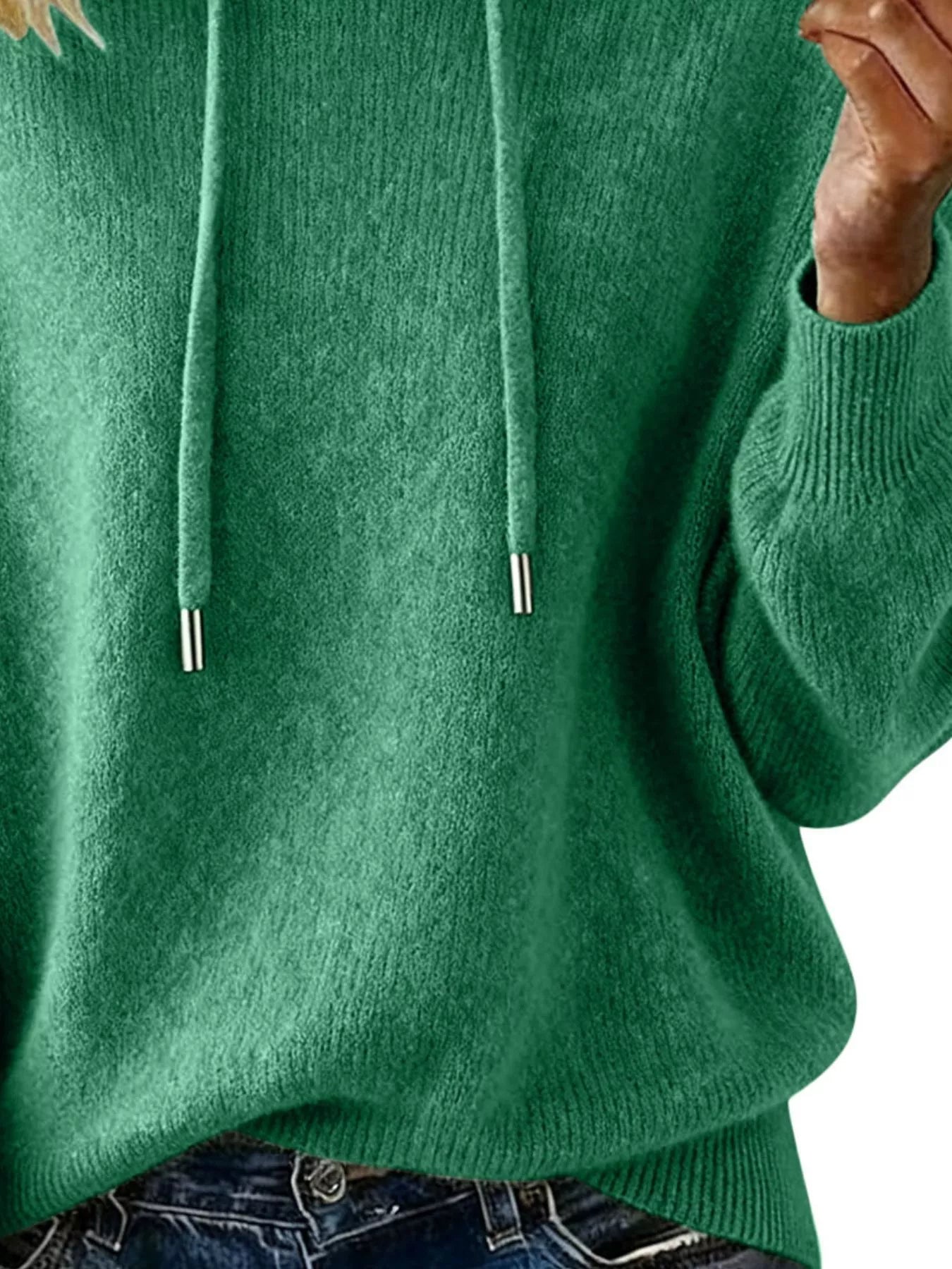 Drawstring Long Sleeve Hooded Sweater