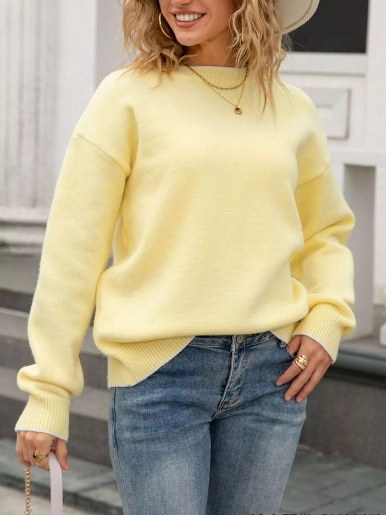 Bow-Back Round Neck Sweater