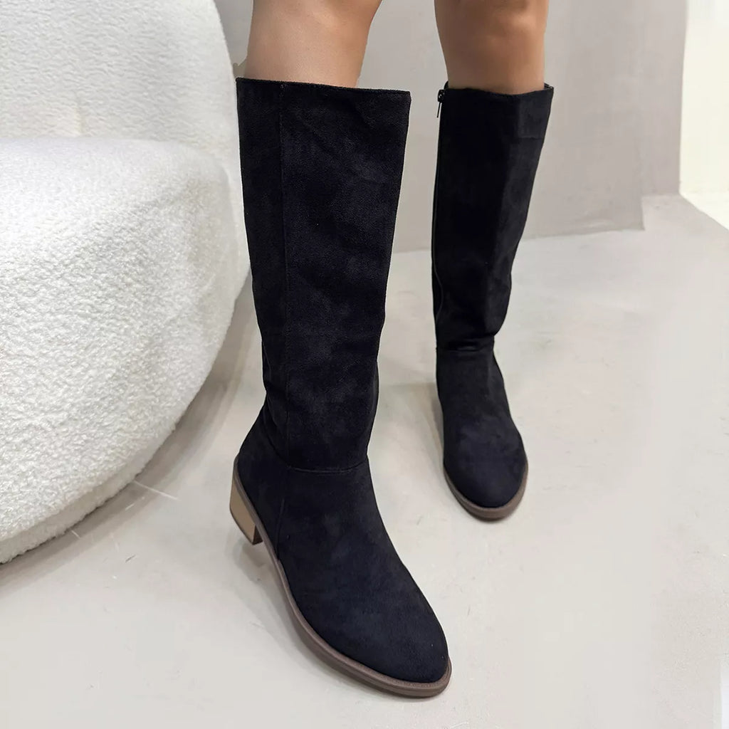Round Toe Block Heels Boots