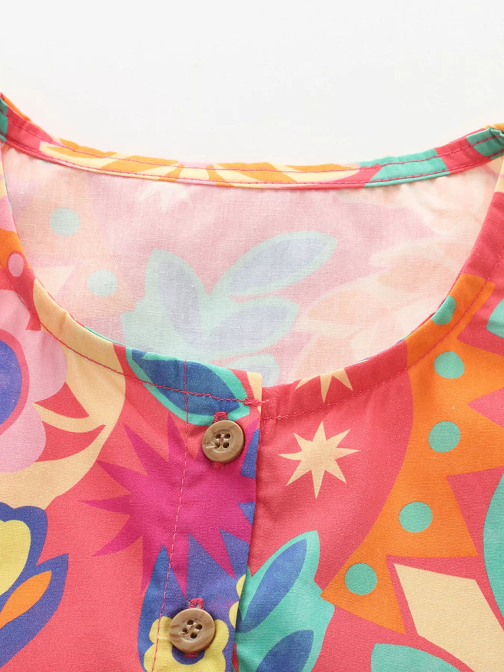 Children's Floral Print Button Detail Casual Dress