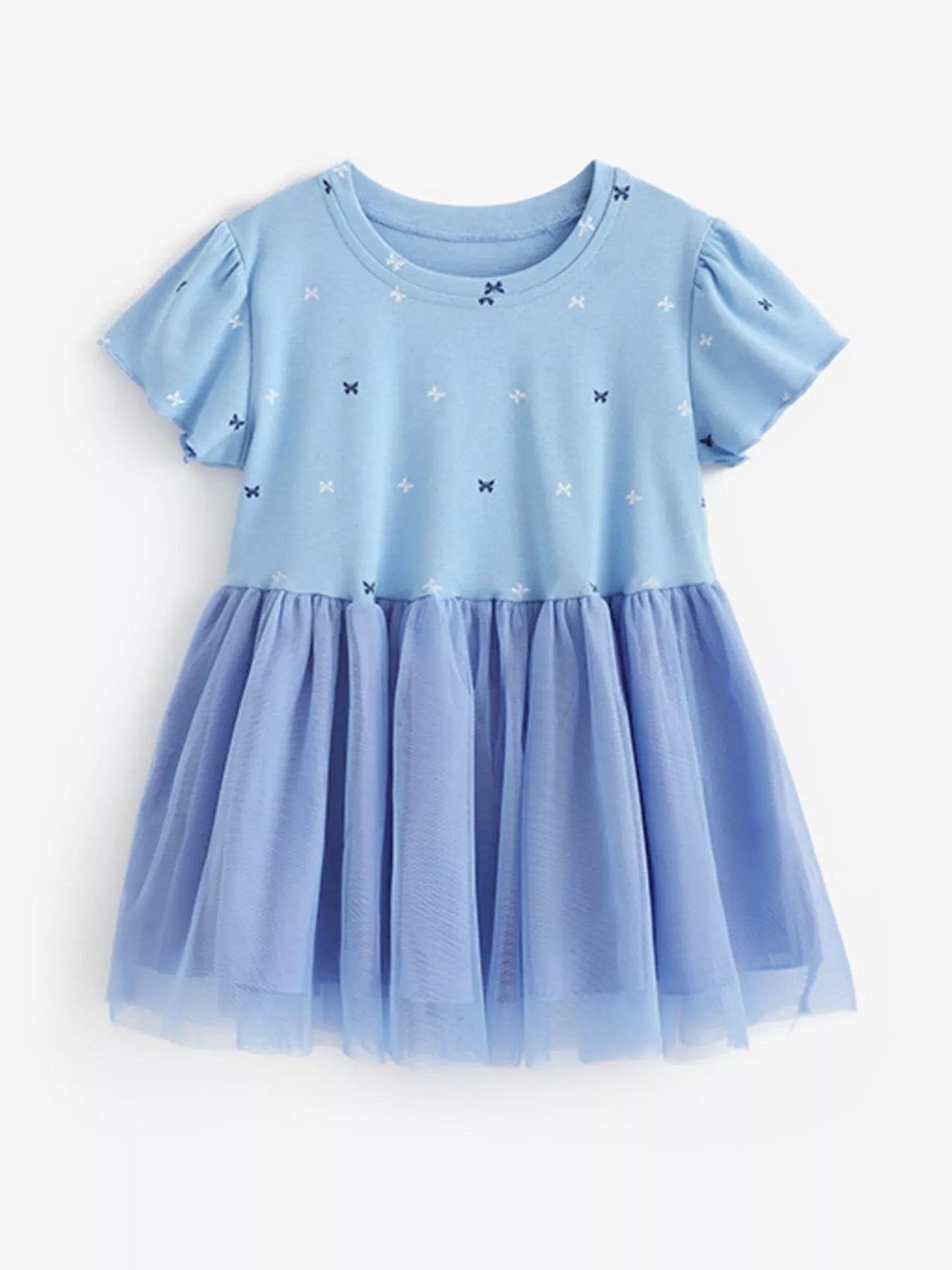 Children's Butterfly Round Neck Tulle Dress