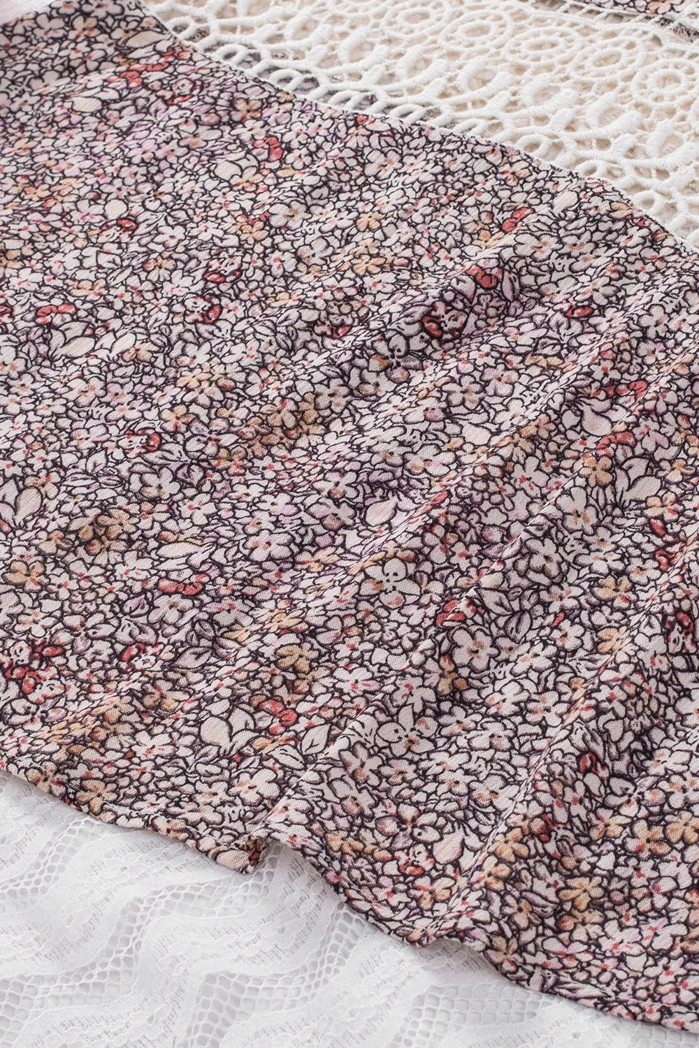 Floral Print Crochet Trim Cami with Spaghetti Straps