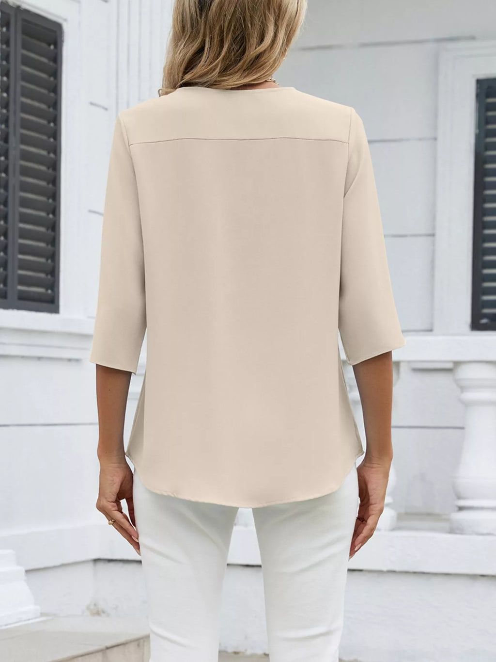 V-Neck 3/4 Sleeve Blouse