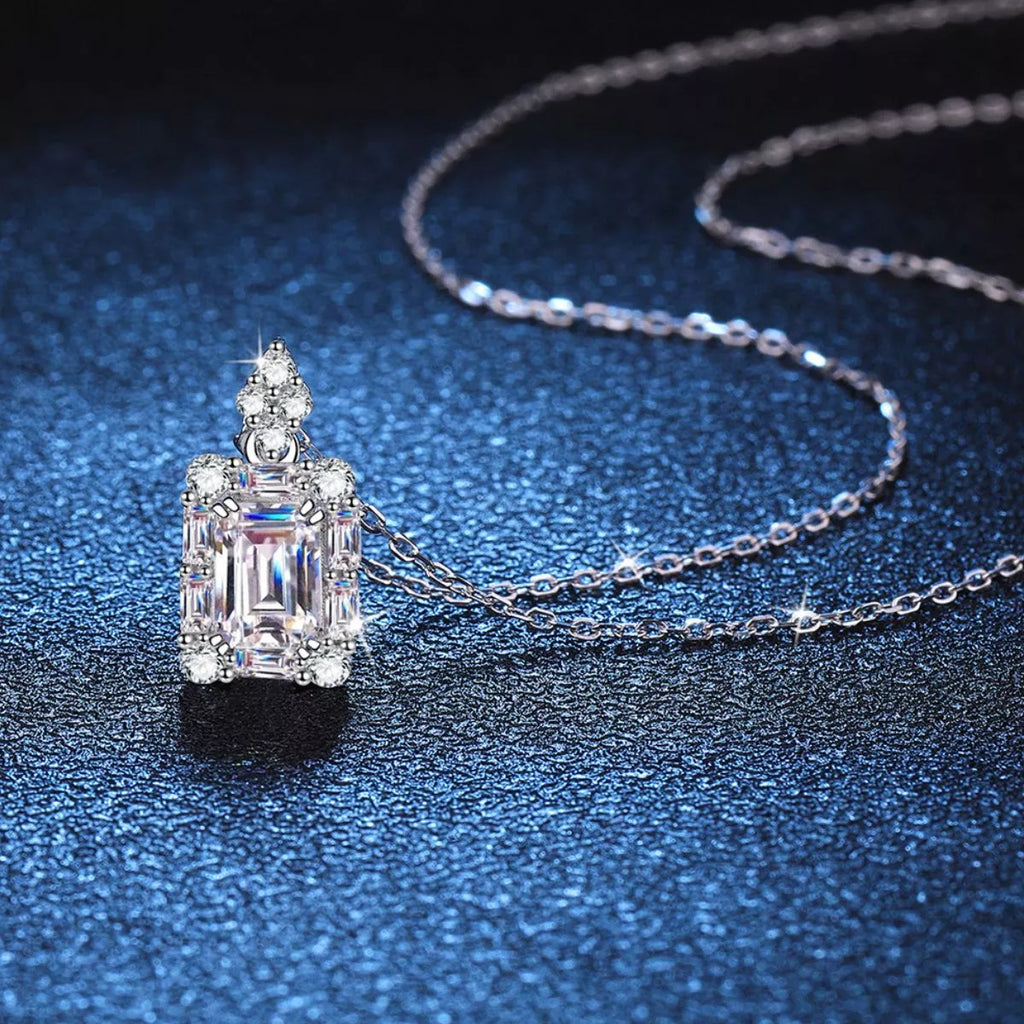 1 Carat 925 Sterling Silver Moissanite Pendant Necklace