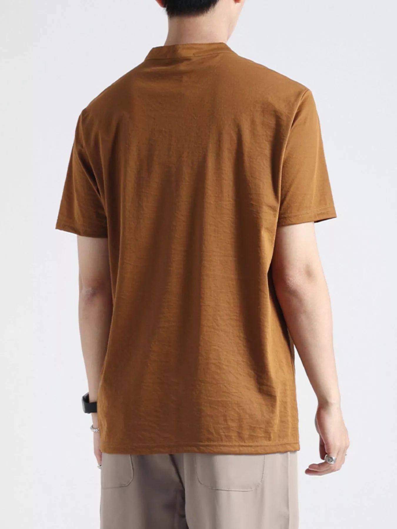 Men's Plus Size Button Detail Short Sleeve Top