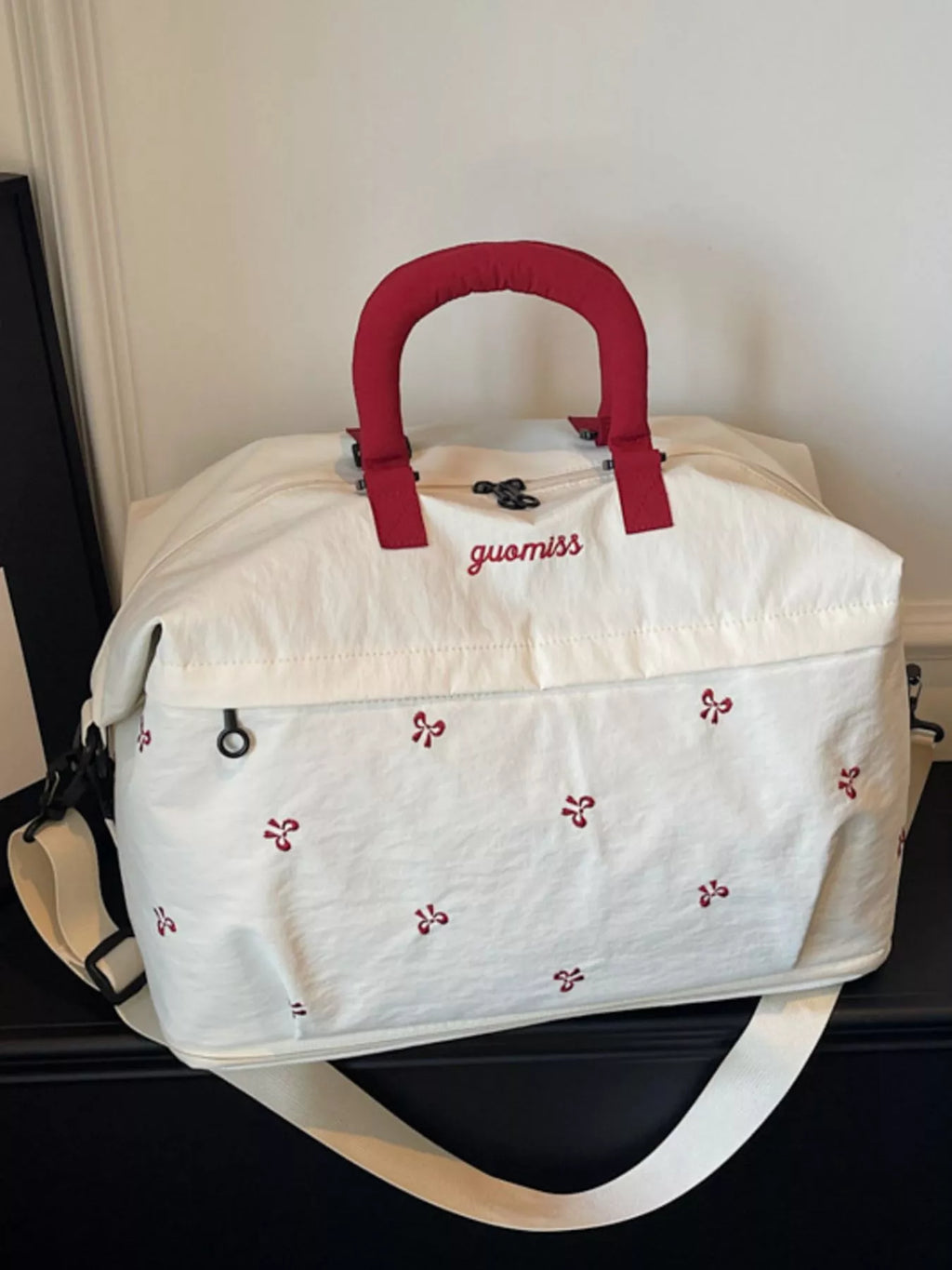 Bow Embroidered Travel Bag