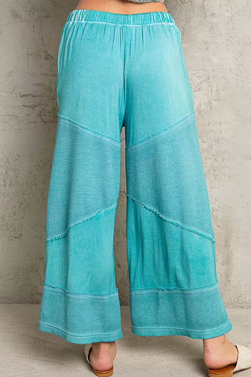 POL Elastic Waistband Wide Leg Pants with Drawstring