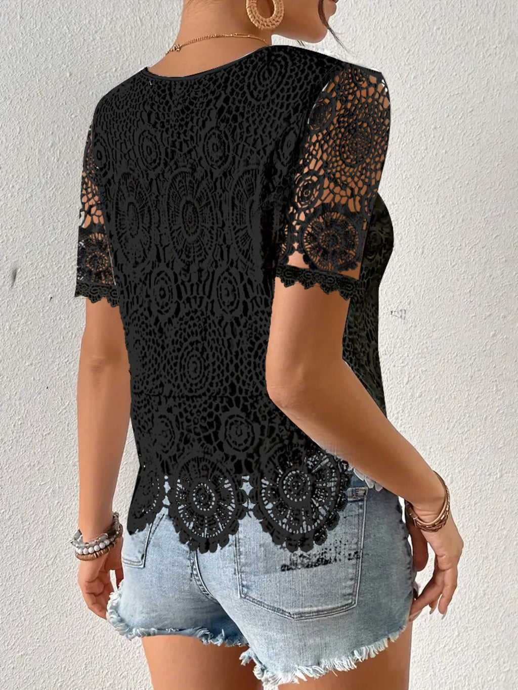 Lace Short Sleeve Blouse