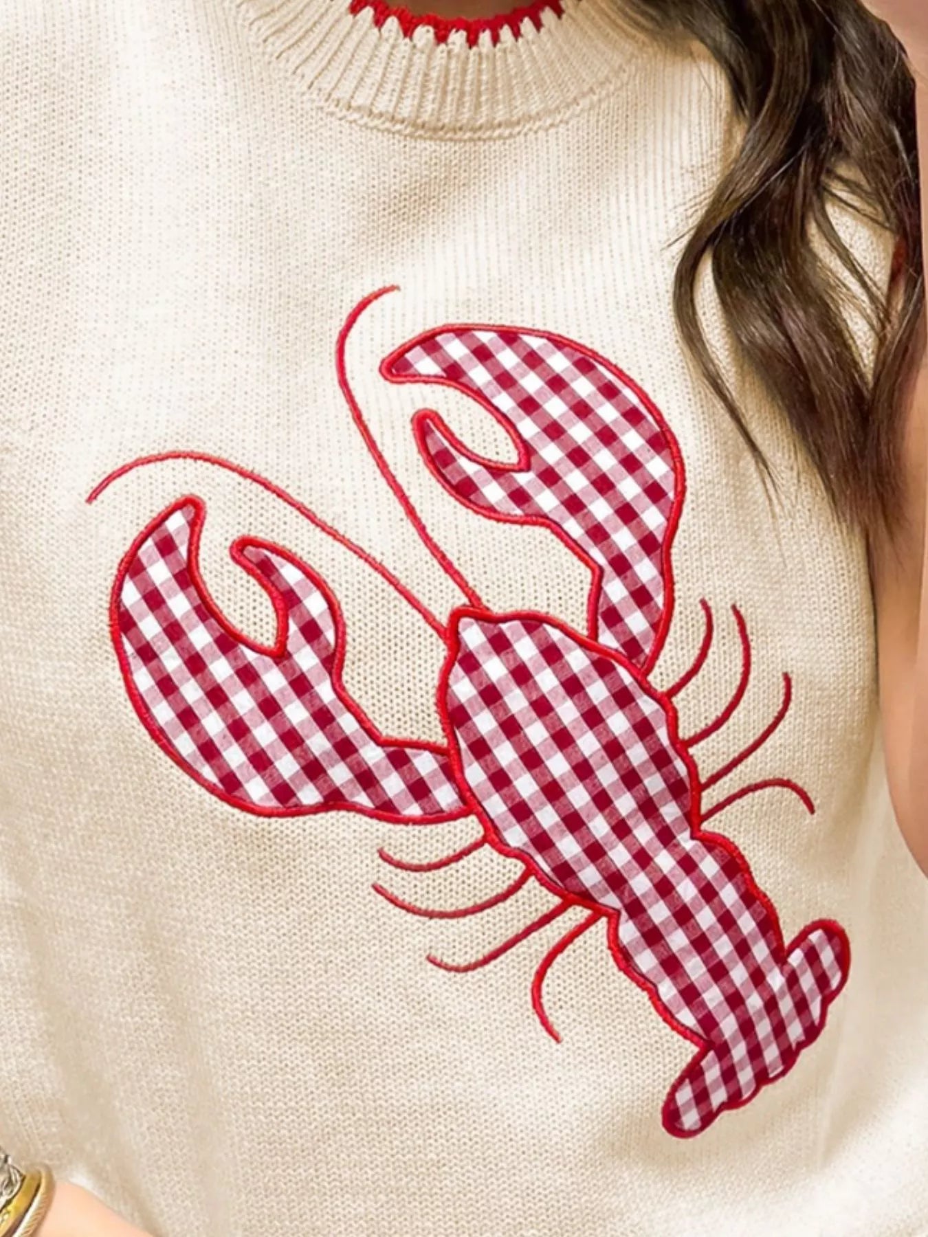 Lobster Embroidered Knit Sweater Vest