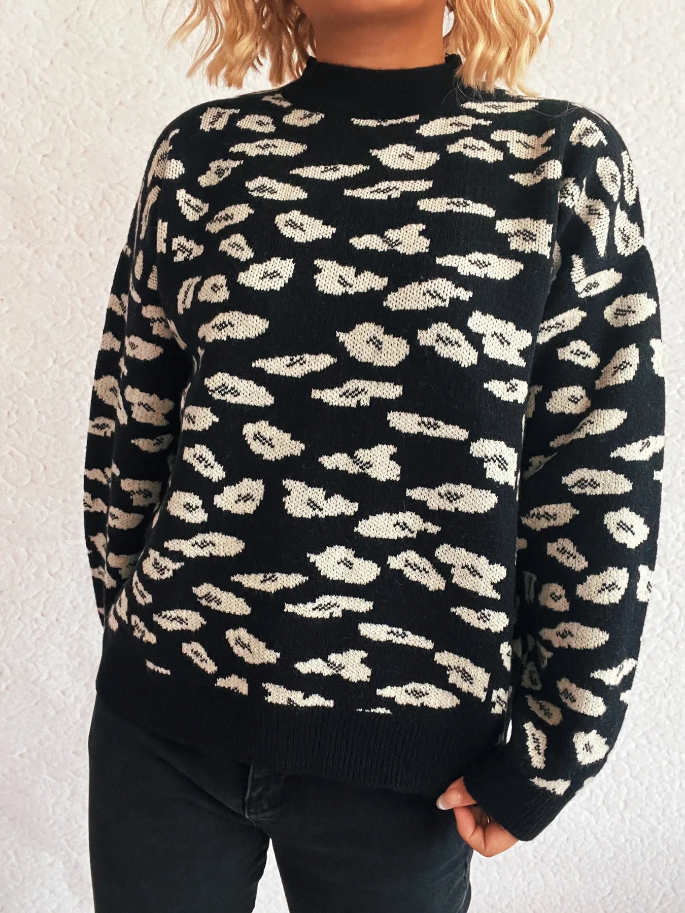 Mock Neck Long Sleeve Sweater