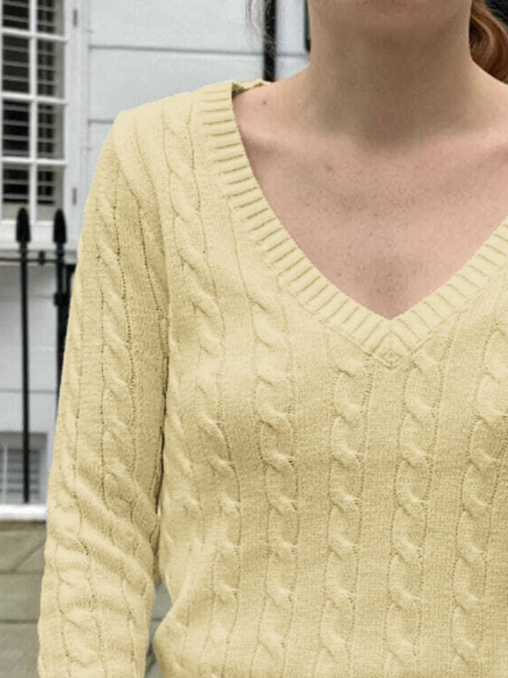 Cable Knit V-Neck Sweater