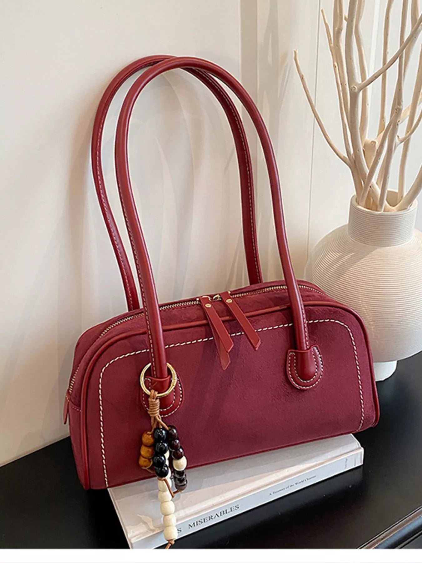 Zipper Closure Shoulder Bag