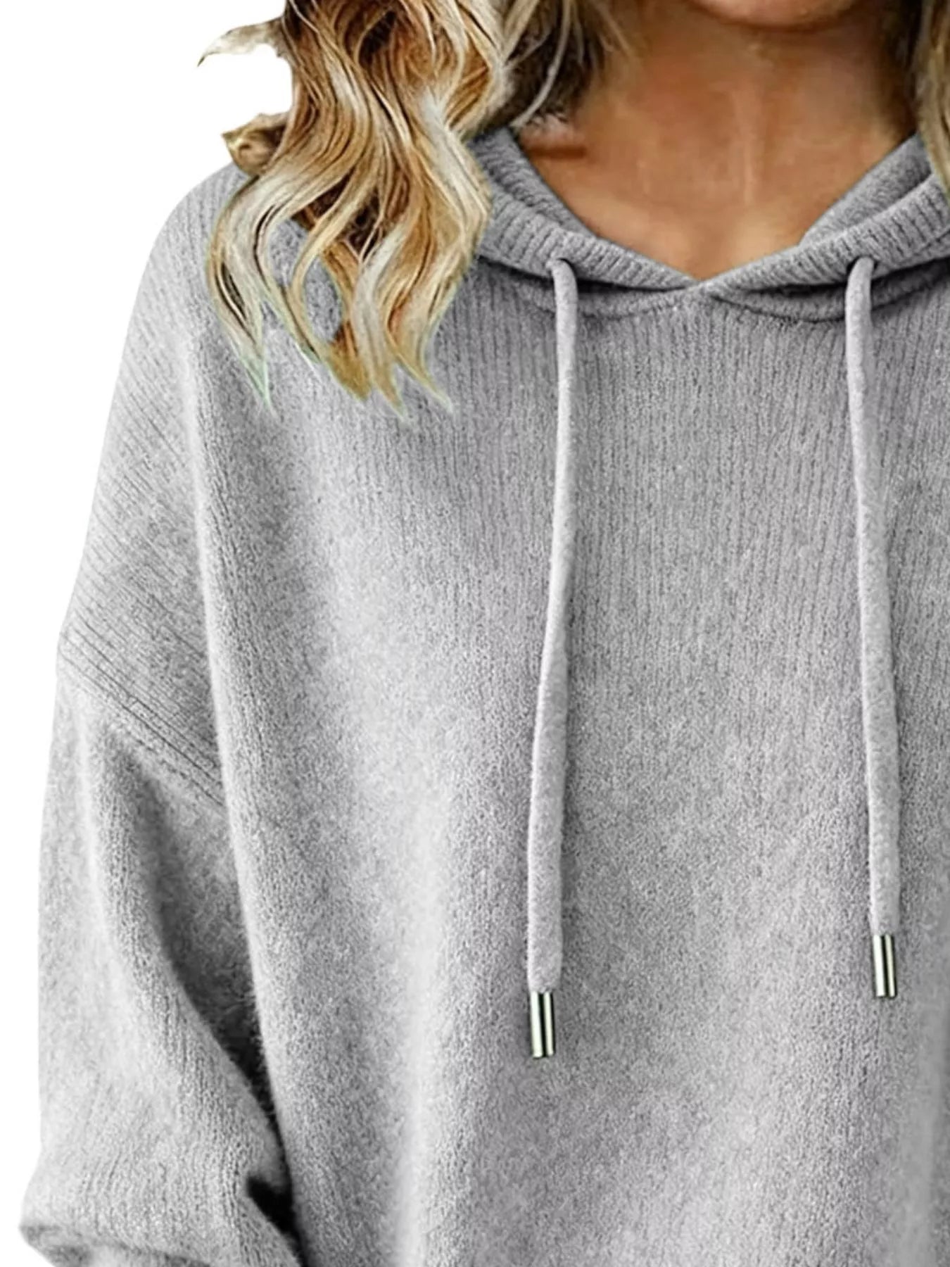 Drawstring Long Sleeve Hooded Sweater