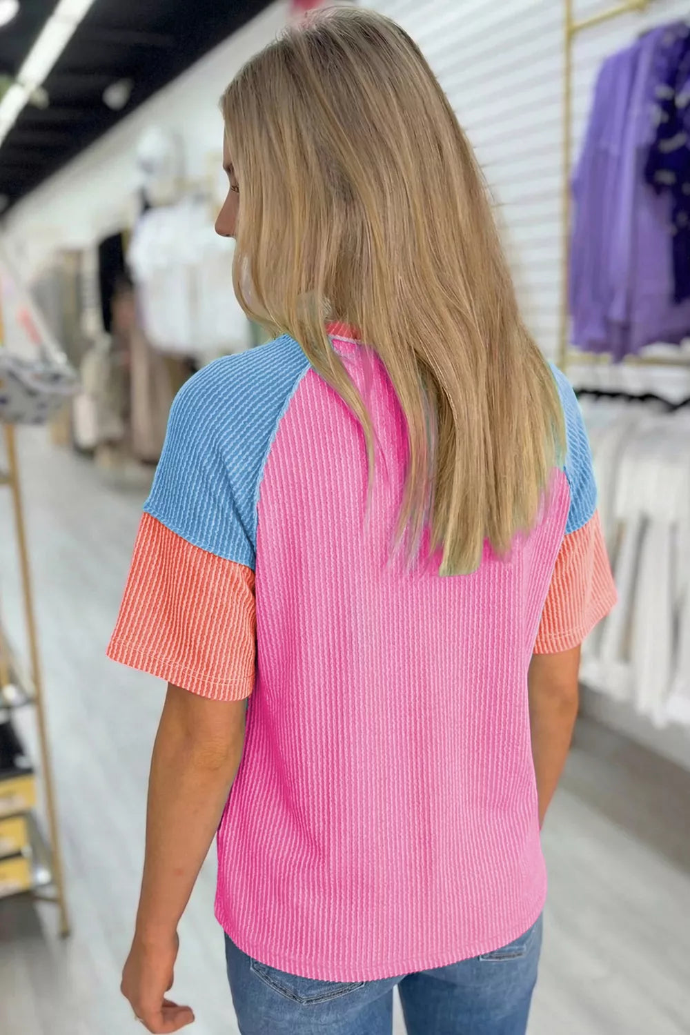 Color Block Twisted Ribbed Tee